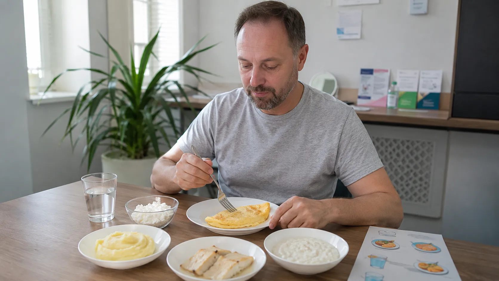 Пациент выбирает мягкие питательные продукты после костной пластики челюсти